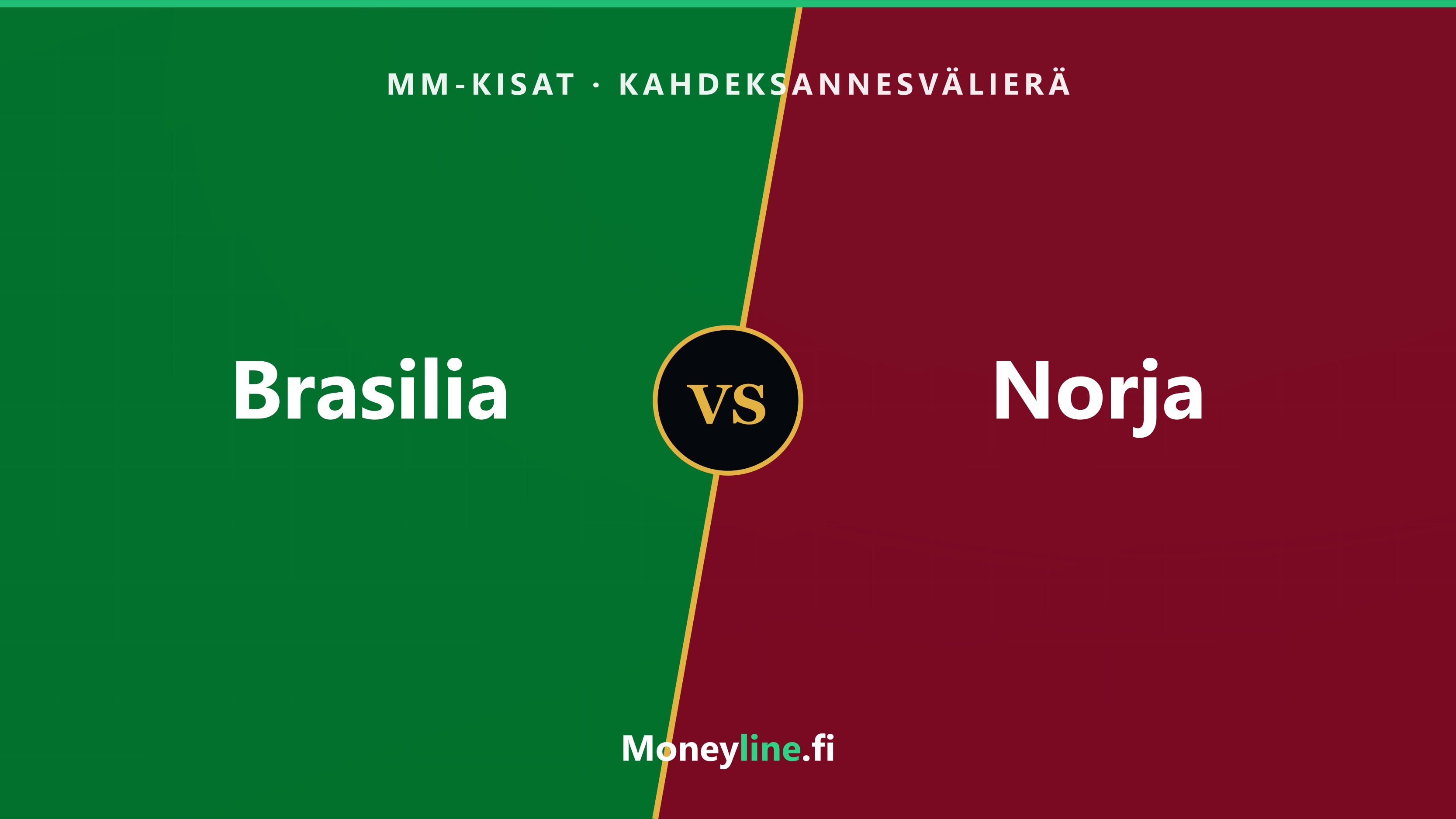 Brasilia–Norja MM-kahdeksannesvälierän kansikuva, Brasilian vihreä ja Norjan punainen puolisko