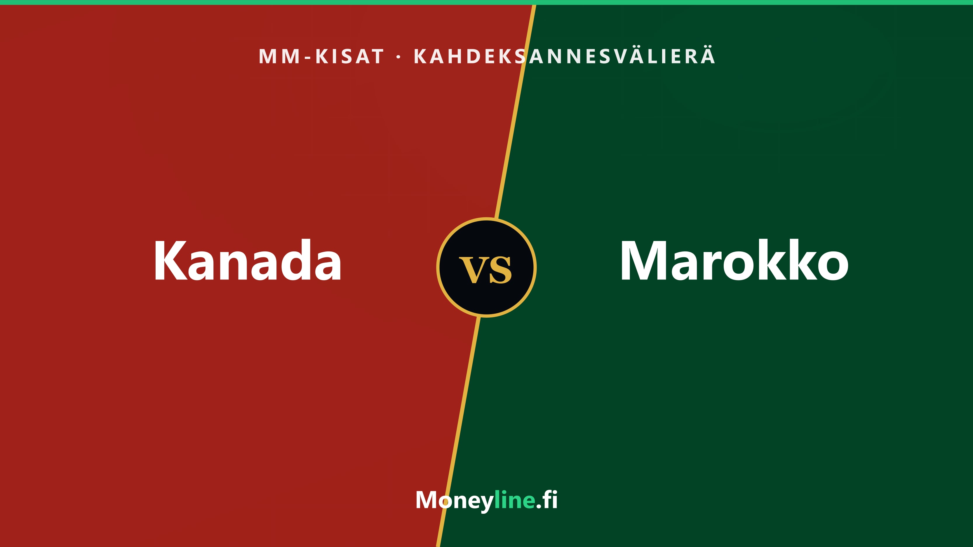 Kanada–Marokko MM-kahdeksannesvälierän kansikuva, Kanadan punainen ja Marokon vihreä puolisko